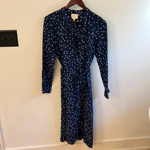 Sezane Lexie Navy Silk Dress - Picture 3 of 6